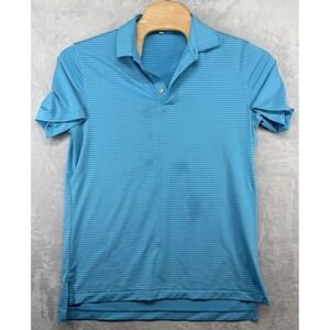 Peter Millar Summer Comfort Golf Polo Shirt Blue Striped Men's Size‎ M READ